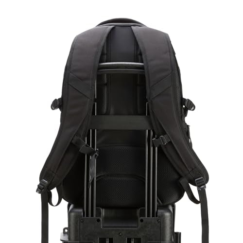 Amazon Basics Travel Laptop Backpack with Multiple Pockets and Compartments for 17 in / 43.1 cm Laptop, Water Resistant, Spacious with Padded Shoulder Straps, Black - size: 17"