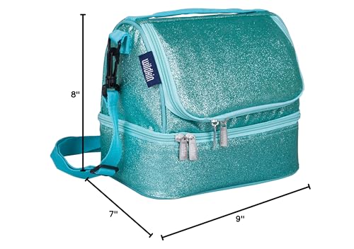 Wildkin Kids Two Compartment Insulated Lunch Bag – Keeps Food Hot or Cold, Easy-Clean Lining, Leak-Resistant & BPA-Free – Boys & Girls, Ideal for School, Travel & Daycare – Blue Glitter - color: Blue Glitter
