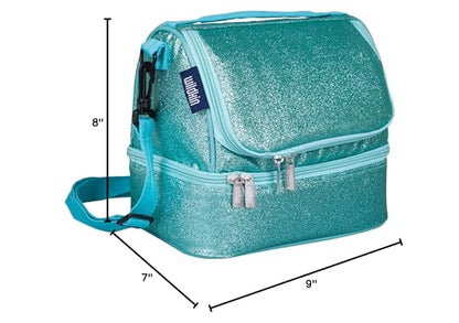 Wildkin Kids Two Compartment Insulated Lunch Bag – Keeps Food Hot or Cold, Easy-Clean Lining, Leak-Resistant & BPA-Free – Boys & Girls, Ideal for School, Travel & Daycare – Blue Glitter - color: Blue Glitter