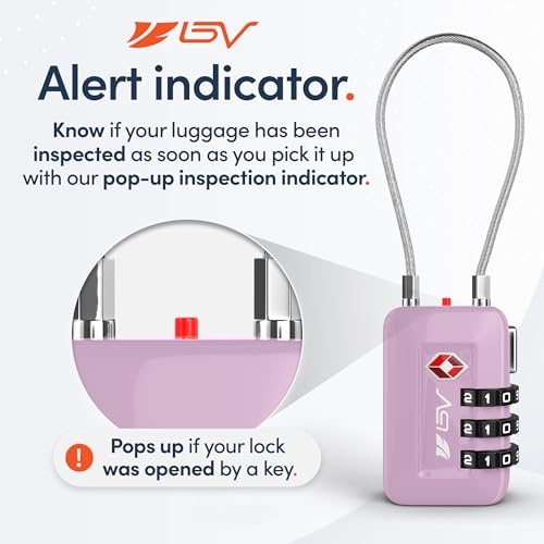 TSA Accepted Luggage Travel Lock, Set-Your-Own Combination Lock for School Gym Locker, Luggage Suitcase Baggage Locks, Filing Cabinets, Toolbox, Case (Purple, 2 Pack) - color: Purple, size: 2 Pack