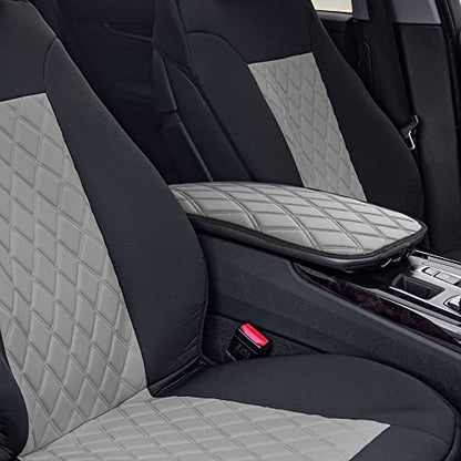 FH Group Neosupreme Gray Diamond Pattern Center Console Pad – Water-Resistant Armrest Cover Protector for Cars, SUVs & Trucks - color: Gray, style: Console Cover (Diamond)