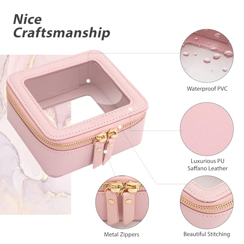 Aveniee Small Clear Makeup Bag,Mini Travel Toiletry Organizer TSA Approved,Waterproof Cosmetic Case with Zipper,Cute Car Essentials Pouch for Women,Pink - color: Pink, style: Mini Trend
