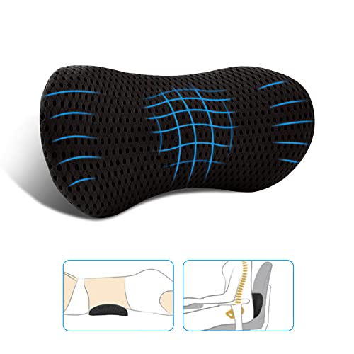 Lumbar Pillow, Memory Foam Lumbar Support Pillow for Office Chair and Car Seat, Back Support Pillow for Lower Back Pain Relief, Support Cushion Back Pillow for Sleeping, Resting, Driving, Traveling - color: Black