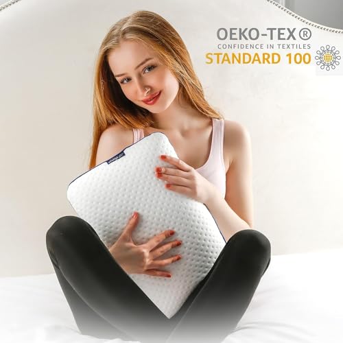 alkamto Travel & Camping Comfortable Memory Foam Pillow – Easy to Carry Portable Bag – Temperature Regulating Pillow Case (White) - size: White Travel