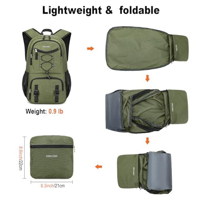 Nerlion Lightweight Foldable 35L Hiking Backpack Travel Backpack for Men Women Camping Waterproof Outdoor Hiking Daypack Backpack Green - color: Green