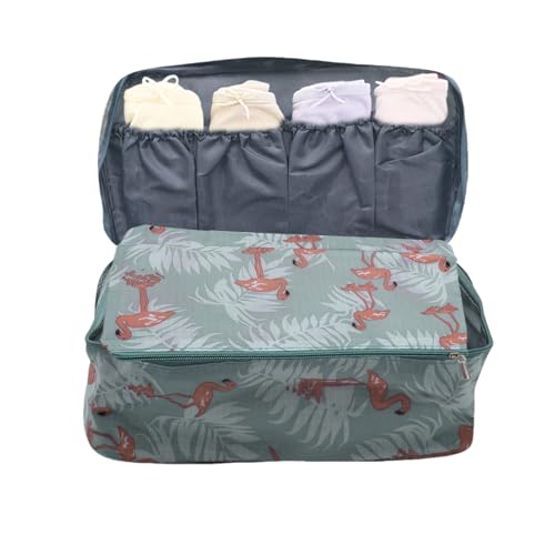 Bra Underwear Storage Bag Portable Multi-Functional Travel Organizers Pouch Case Packing Cube Cosmetic Bag,Blue Flamingo - color: Blue Flamingo