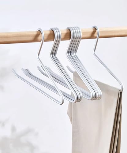 Premium Matte Silvery Aluminum Pants Hanger 10 Pack, 13.7” Extra Smooth & Durable Metal Shirt Dress Hanger,Aluminum Alloy Hanger,Clothing Support,Clothing Hang - style: Silver Pants Hanger（10）