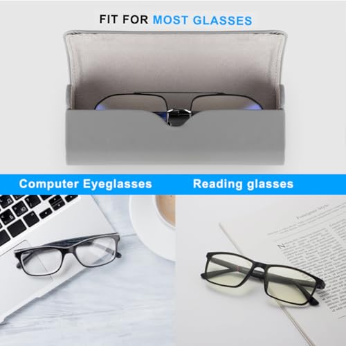RayLove Hard Shell Glasses Case, Lightweight Leather Eyeglass Case, Travel-Friendly Sunglasses Protector for Men & Women - color: Grey