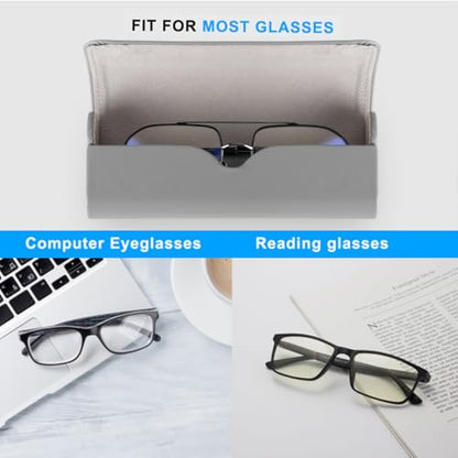 RayLove Hard Shell Glasses Case, Lightweight Leather Eyeglass Case, Travel-Friendly Sunglasses Protector for Men & Women - color: Grey