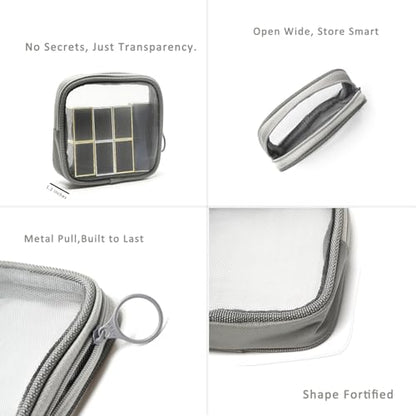 patu Mesh Travel Toiletry Bag, Transparent Standing Pouch, Portable Shaving Washing Kits Organizer, Personal Care Trip Case, Pack of 2 (Size S), Gray - size: S, Gray (2 pcs)