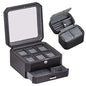 ROTHWELL Gift Set 6 Slot Leather Watch Box and 2 Watch Travel Case - Luxury Case Organizer, Microsuede Liner, Locking Mens Jewelry Watches Holder, Storage Boxes Glass Top (Black/Grey Gift Set) - color: 6 Slot - Black/Grey Gift Set