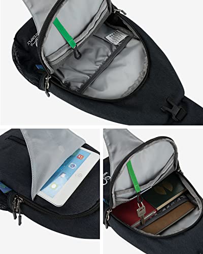 WATERFLY Small Hiking Sling Bag: Crossbody Sling Backpack Chest Bag Daypack for Men Women with Skin-Friendly Shoulder Strap - color: Pure Black(other Style)