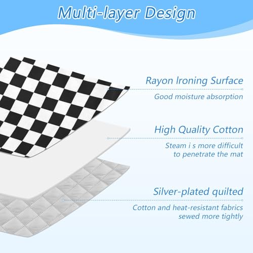Black White Checkered Plaid Ironing Mat for Table top Portable Ironing Pad Blanket for Washer Dryer Countertop Travel - color: Black White Checkered Plaid