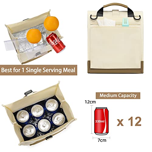 SUNNY BIRD Insulated Lunch Bag Rolltop Lunch Box Medium Lunch Cooler Tote for Women, Girls, Teens and Adults (White) - color: White