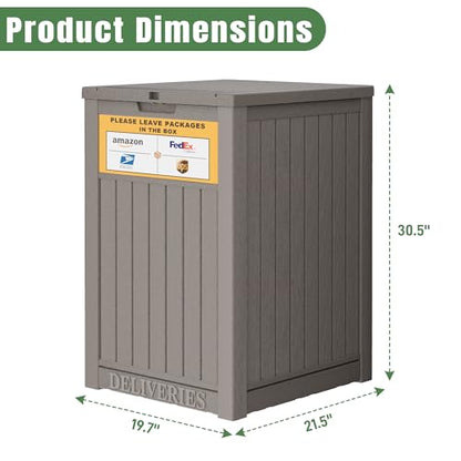 Package Delivery Box for Outside with Sign, Secure Lockable Waterproof Package Delivery Container, Resin Deck Box for Porch & Garden, Grey - color: 021 Grey