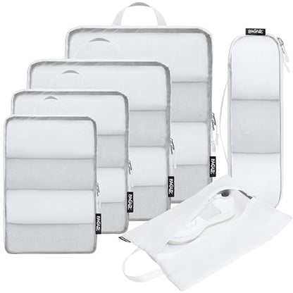 BAGAIL 6 Set Ultralight Compression Packing Cubes Packing Organizer for Travel Accessories Luggage Suitcase Backpack - color: White40D, style: Mesh Pattern