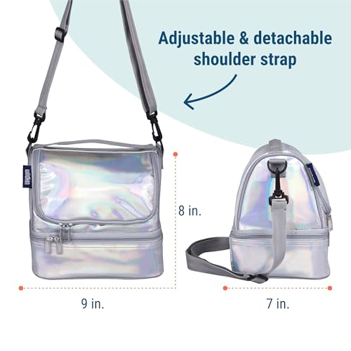 Wildkin Kids Two Compartment Insulated Lunch Bag – Keeps Food Hot or Cold, Easy-Clean Lining, Leak-Resistant & BPA-Free – Boys & Girls, Ideal for School, Travel & Daycare – Holographic - color: Holographic