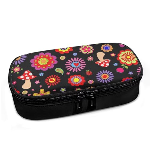 Hippie Flower Diabetic Care Organizers for Women Men, Mushroom Print Insulin Cooler Travel Case Portable Ultra-Light Medication Cooler for Diabetic Supplies - color: Hippie Flower Mushroom