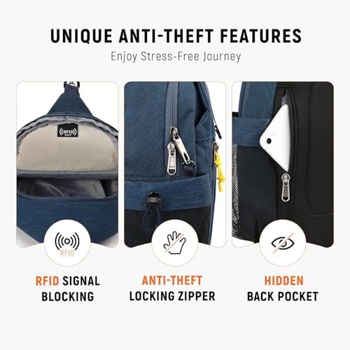 SKYSPER Sling Bag Anti-Theft Crossbody Bag RFID Travel Cross Body Shoulder Sling Backpack - color: Darkblue