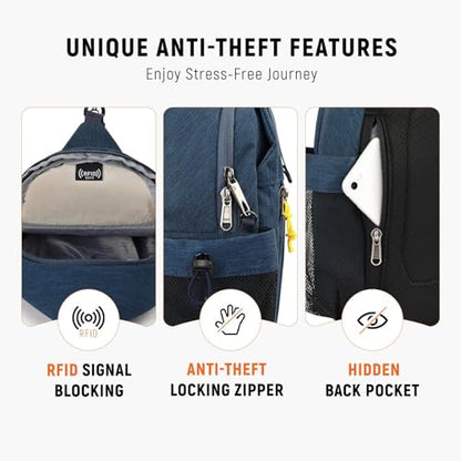 SKYSPER Sling Bag Anti-Theft Crossbody Bag RFID Travel Cross Body Shoulder Sling Backpack - color: Darkblue