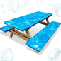 Boao 3 Pcs Vinyl Picnic Table Cover with Bench Cover 6 ft 30 x 72 Inch Waterproof Fitted Tablecloth Flannel Backing Rectangular Elastic Edged for Camping Outdoor Patio Travel(Seawater) - color: Seawater