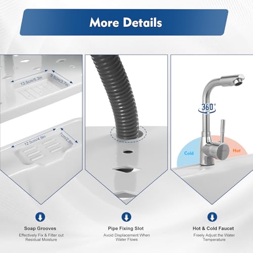 Freestanding Home Laundry & Utility Sinks, Plastic Laundry Sink with Washboard & Faucet Drain Kit, Indoor/Outdoor Water Sink lavadero for Laundry, Basement, Garage (31.5"D X 22.05"W X 31.5"H)