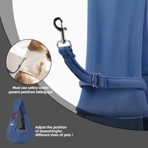 Dog Carrier Sling - Reversible Puppy Carrier Purse with Storage Pocket, Hand-Free Dog Sling Carrier for Carry Small Dogs and Cats, Travel Safety Harness, Dog and Cat Harness (Blue) - color: Blue