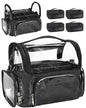 NAONAYA Makeup Brush Bag With 4 Mini Pouches, Makeup Brush Holder Professional Makeup Artist Travel Case Clear Waterproof Cosmetic Organizer Bag, with Adjustable Strap and Dividers - color: clear with 4 mini bags, size: S