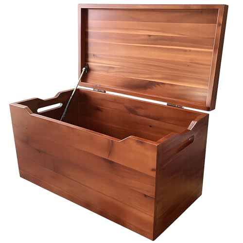 Fully Assembled, Solid Wood Storage Chest with Lid & Handles, Wooden Box, Organizer, Storage, Birthday, Gift, Blankets, Clothes, Keepsakes, Anti-Slam Hinges, 30” Professional Walnut Finish - color: Walnut