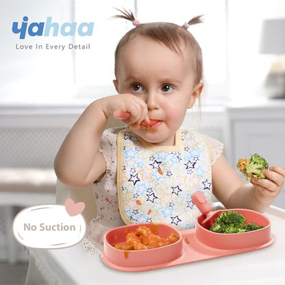 Silicone Foldable Novelty Dinner Plates, Baby Plates Travel Essential with Forks and Spoons, Microwave & Dishwasher Safe, Watermelon - color: Watermelon, style: No-Suction
