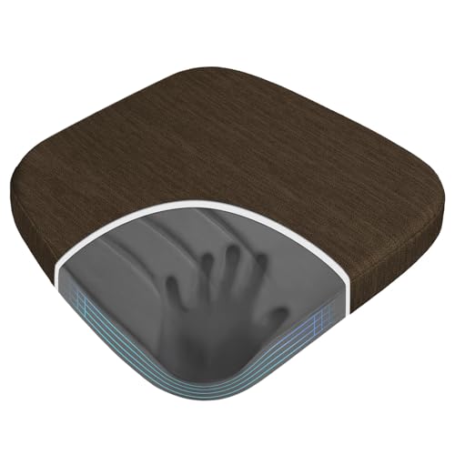baibu Kitchen Chair Cushions, Dual-Layer Patented Design Molded Memory Foam Dining Chair Pads with Ties and Washable Cover, 17" x 16" x 2", Dark Brown - color: Dark Brown, size: 1 Count (Pack of 1)