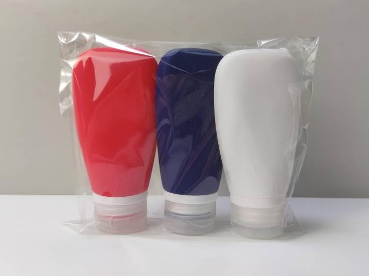 Travel Bottles for Toiletries, TSA Approved 3oz (90ml) Leak Proof Silicone Soft Refillable Squeeze Travel Size Containers BPA Free for Air Travel, Shampoo, Conditioner Patriotic (Red-White-Blue) - color: Red-Navy Blue-White