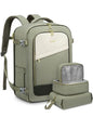 LOVEVOOK Travel Backpack for Women, 40L Carry On Backpack Flight Approved, Large Personal Item Bag Fits 17 inch Laptop, TSA Approved Luggage with 3 Packing Cubes,Waterproof Weekender Gym Bag - color: Beige-light Green, size: 40L