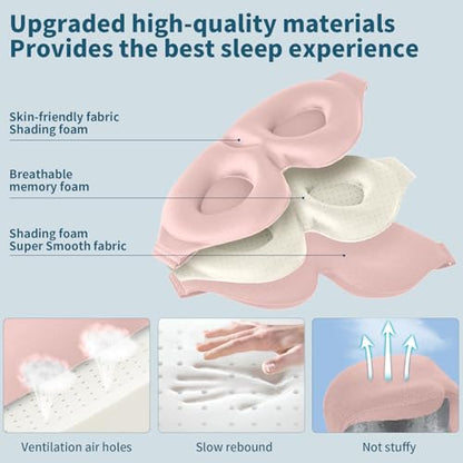 ZGGCD Sleep Mask for Side Sleeper, Light Blocking Sleeping Eye Mask for Women Men, 3D Contoured Night Blindfold, Luxury Eye Cover Eyeshade with Adjustable Strap for Travel, Nap, Nurse Essentials, Pink - color: Pink