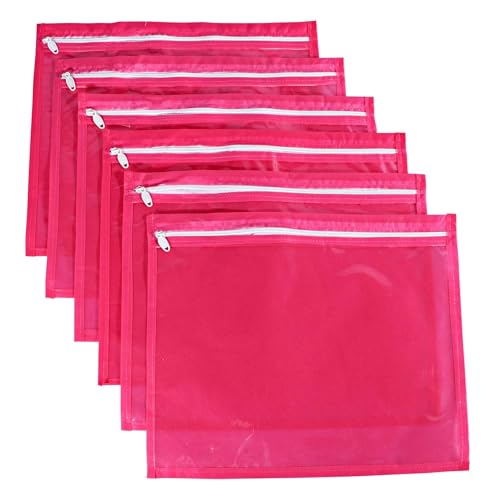 KRUM Single Saree Cover/Suit Packing 12 Piece Transparent Flower Cloth Packing Bag Organizer for Wardrobe Storage or Wedding Gifting ., Pink, 37 cm x 2 cm x 43 cm, Travel Accessories