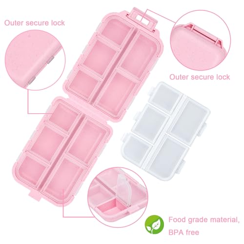 Large Pill Box with 189 Medicine Labels - Pill Organizer with Stickers, Medication Travel Case (Pink, 1 Pack) - color: Straw Pink, size: Large