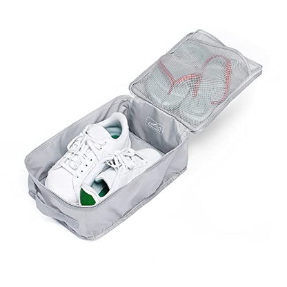 Travel Shoe Bags, Foldable Waterproof Shoe Pouches Organizer-Double Layer (2+2 Grey Shoebags) - color: Grey, size: 2+2 Packs