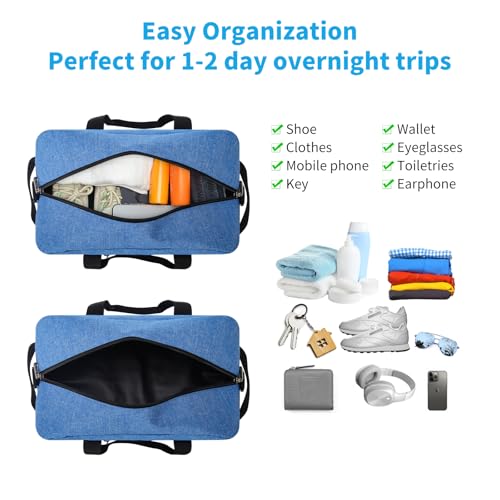 Apenze Small Gym Bag 14 inch lightweight Carry On Mini Duffel Bag for Travel Sport - Denim Blue - color: Denim Blue