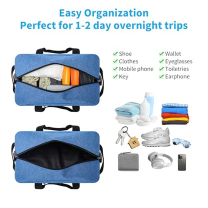 Apenze Small Gym Bag 14 inch lightweight Carry On Mini Duffel Bag for Travel Sport - Denim Blue - color: Denim Blue