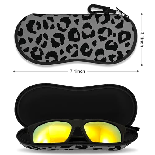 Sunglasses Soft Case, Ultra Light Portable Neoprene Zipper Glasses Case for Men Women - color: Classic Leopard