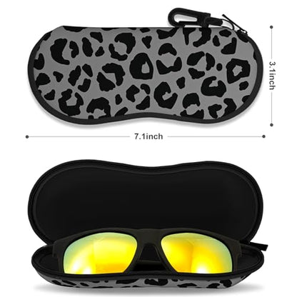 Sunglasses Soft Case, Ultra Light Portable Neoprene Zipper Glasses Case for Men Women - color: Classic Leopard