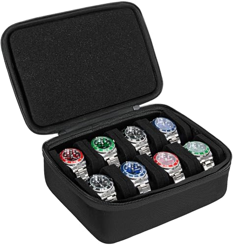 8 slots watch storage box, portable hard watch travel box, watch storage display storage box, padded watch portable box for watches - size: 8 Slots