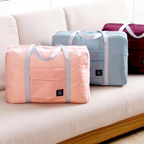 INVODA Travel Bag 24 Packes Carry on Luggage Foldable Duffel Bag Sports Gym Bag Weekender Overnight Bag Water Resistant Nylon Travel Duffel for Men Women (Pink 24PCS) - color: Pink 24