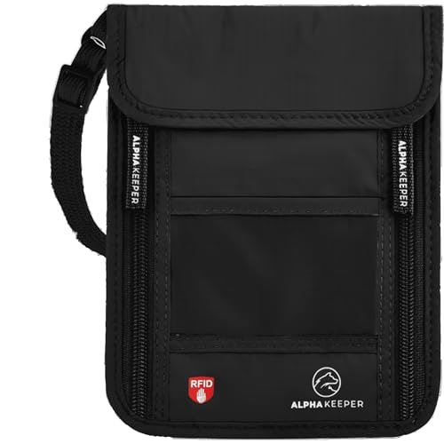Neck Wallet, Travel Pouch For Passport Holder And Documents, Travel Neck Wallet For Traveling Women - color: Black