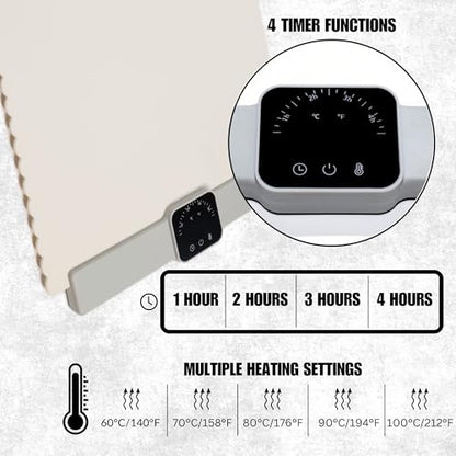 FOOD WARMING MAT, Electric Portable Silicone Warming Plate, Roll Up Heating Tray for Food, 5 Heat Levels, 24x15.7, (White)