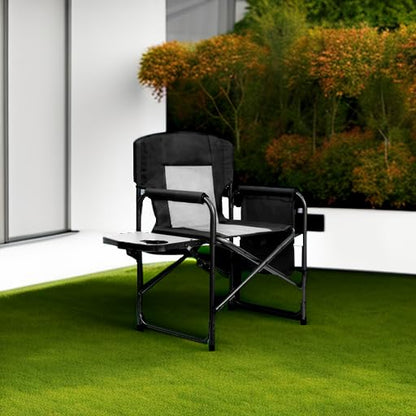 Yestomo Camping Chairs, Folding Chairs for Outside, Directors Chairs Foldable Adults Heavy Duty,Support to 450LBS - color: Black/Grey