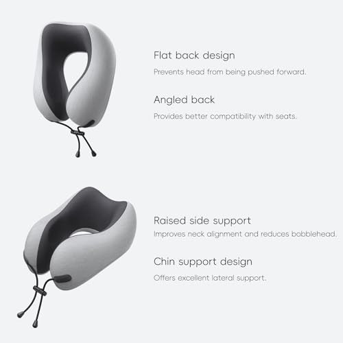 urnexttour Neck Pillow for Travel Memory Foam Design Models Pillows with Zero Eye Pressure 3D Eye Mask and Compact Bag Traveling Essentials Plane Car Flight Rest Sleeping Use Adult, Light Gray - color: Light Gray