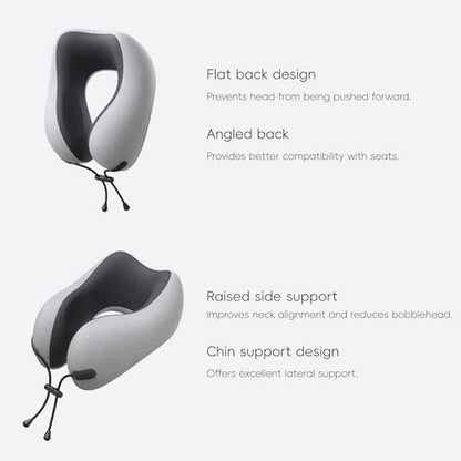 urnexttour Neck Pillow for Travel Memory Foam Design Models Pillows with Zero Eye Pressure 3D Eye Mask and Compact Bag Traveling Essentials Plane Car Flight Rest Sleeping Use Adult, Light Gray - color: Light Gray