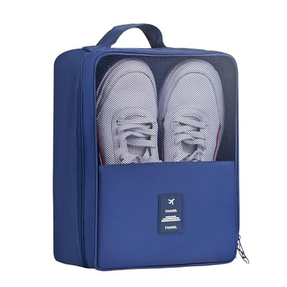 Travel Shoe Bag Holds 3 Pair of Shoes, Hezelf Shoe Storage Pouch for Travel and Daily Use, Travel Suitcase Shoe Organizer, Waterproof - size: Dark Blue