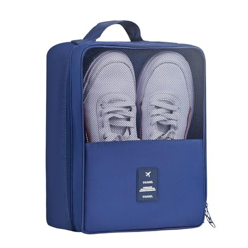 Travel Shoe Bag Holds 3 Pair of Shoes, Hezelf Shoe Storage Pouch for Travel and Daily Use, Travel Suitcase Shoe Organizer, Waterproof - size: Dark Blue